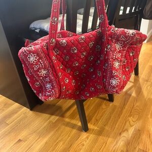 Vera Bradley Retired Red Bandana Pattern Large Duffel Bag